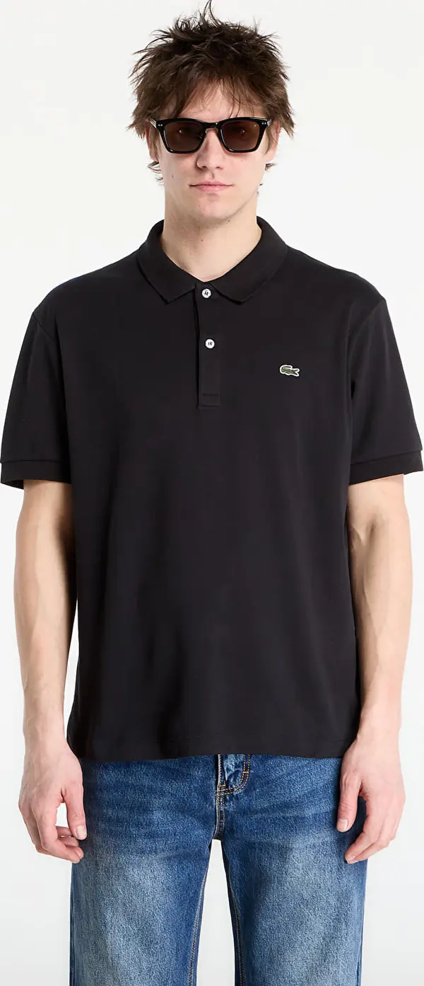 LACOSTE Majice LACOSTE Short Sleeved Ribbed Collar Shirt Black 5