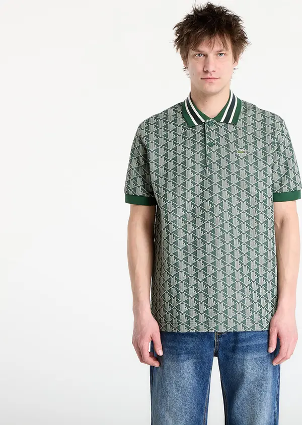 LACOSTE Majice LACOSTE Short Sleeved Ribbed Collar Shirt Green/ Sinople 4