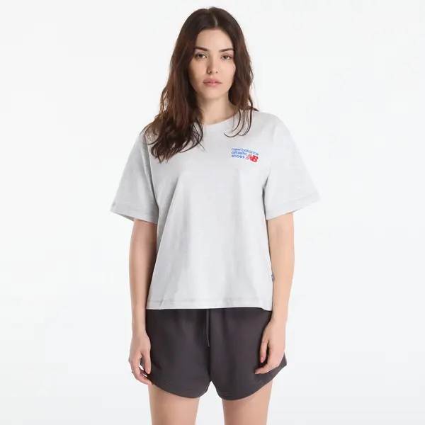 New Balance Majice New Balance Athletics Premium Logo Hip Length Relaxed T-Shirt Ash Heather Multi L