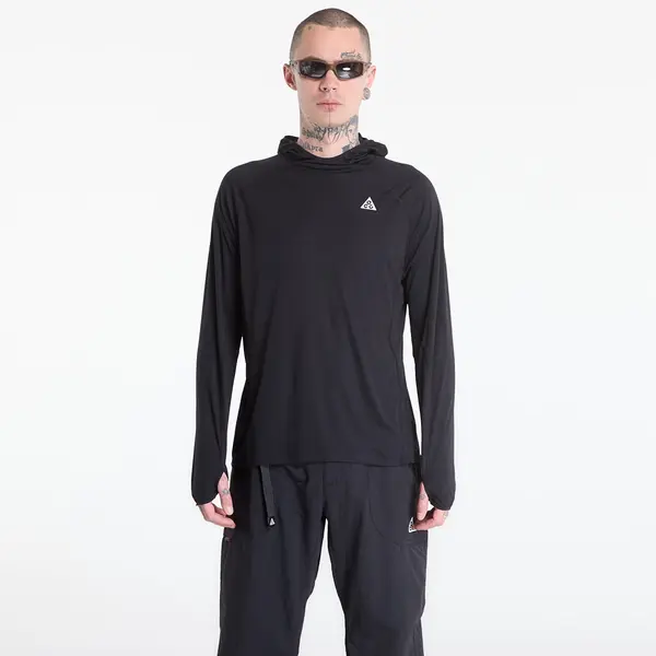 Nike Majice Nike ACG "Solar Chase" Men's Dri-FIT UV Long-Sleeve Hooded Top Black/ Black/ Summit White L