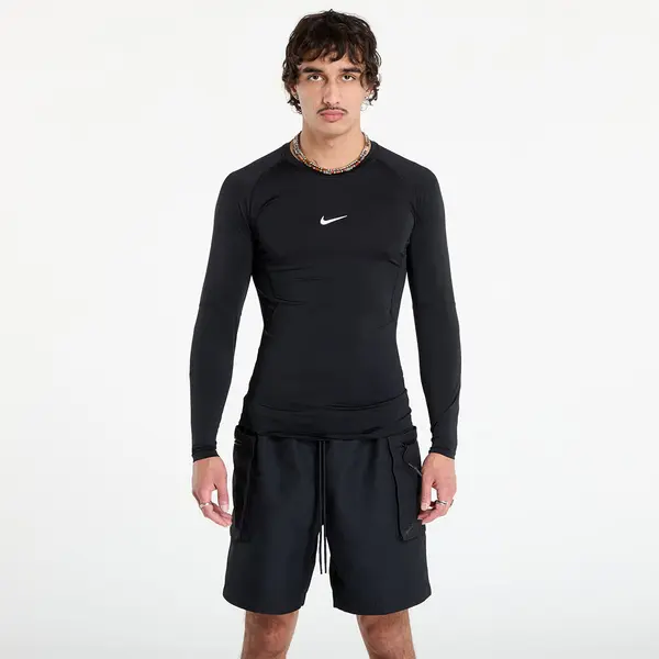 Nike Majice Nike Pro Men's Dri-FIT Tight Long-Sleeve Fitness Top Black/ White XL