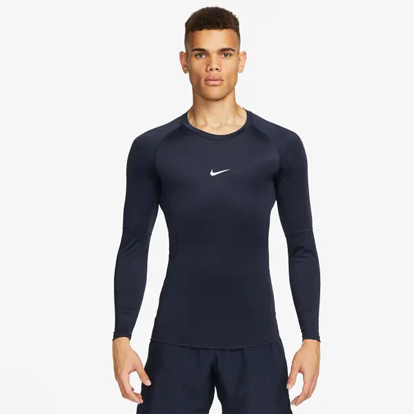 Nike Majice Nike Pro Men's Dri-FIT Tight Long-Sleeve Fitness Top Obsidian/ White XL