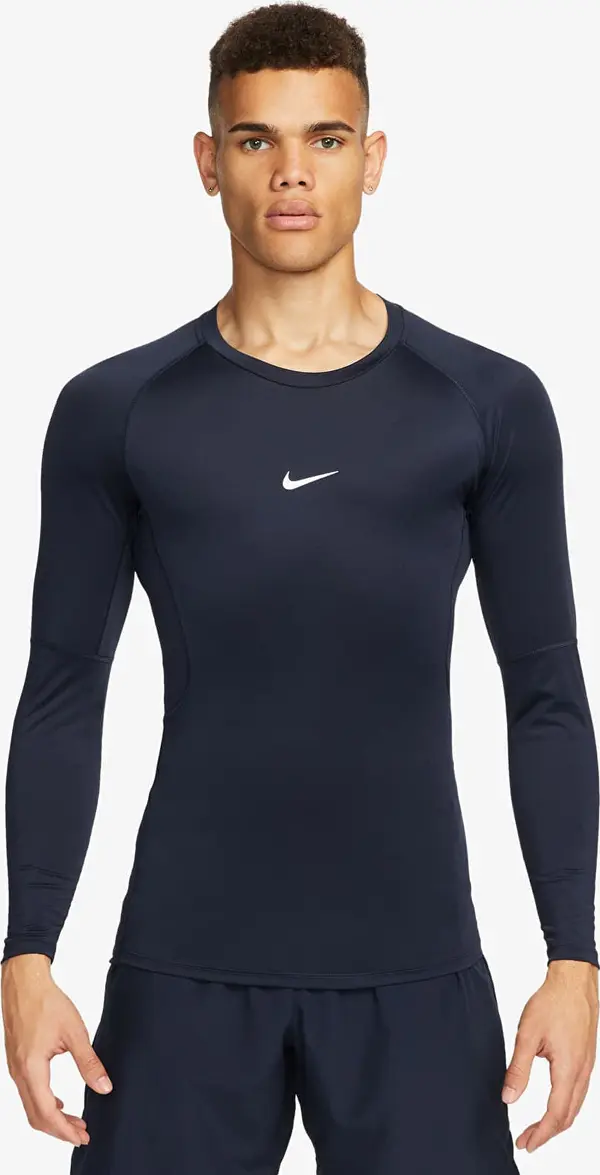 Nike Majice Nike Pro Men's Dri-FIT Tight Long-Sleeve Fitness Top Obsidian/ White XL