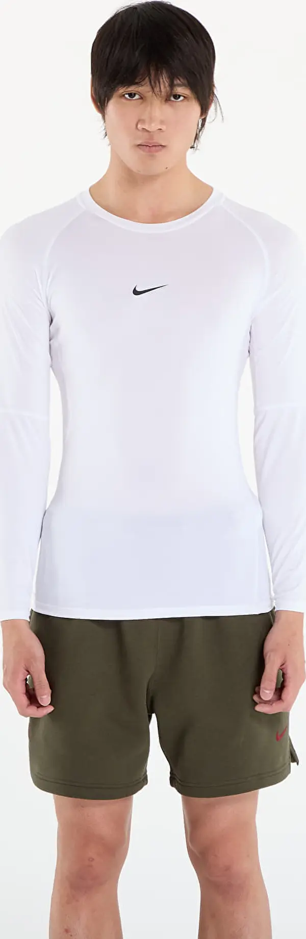 Nike Majice Nike Pro Men's Dri-FIT Tight Long-Sleeve Fitness Top White/ Black XL