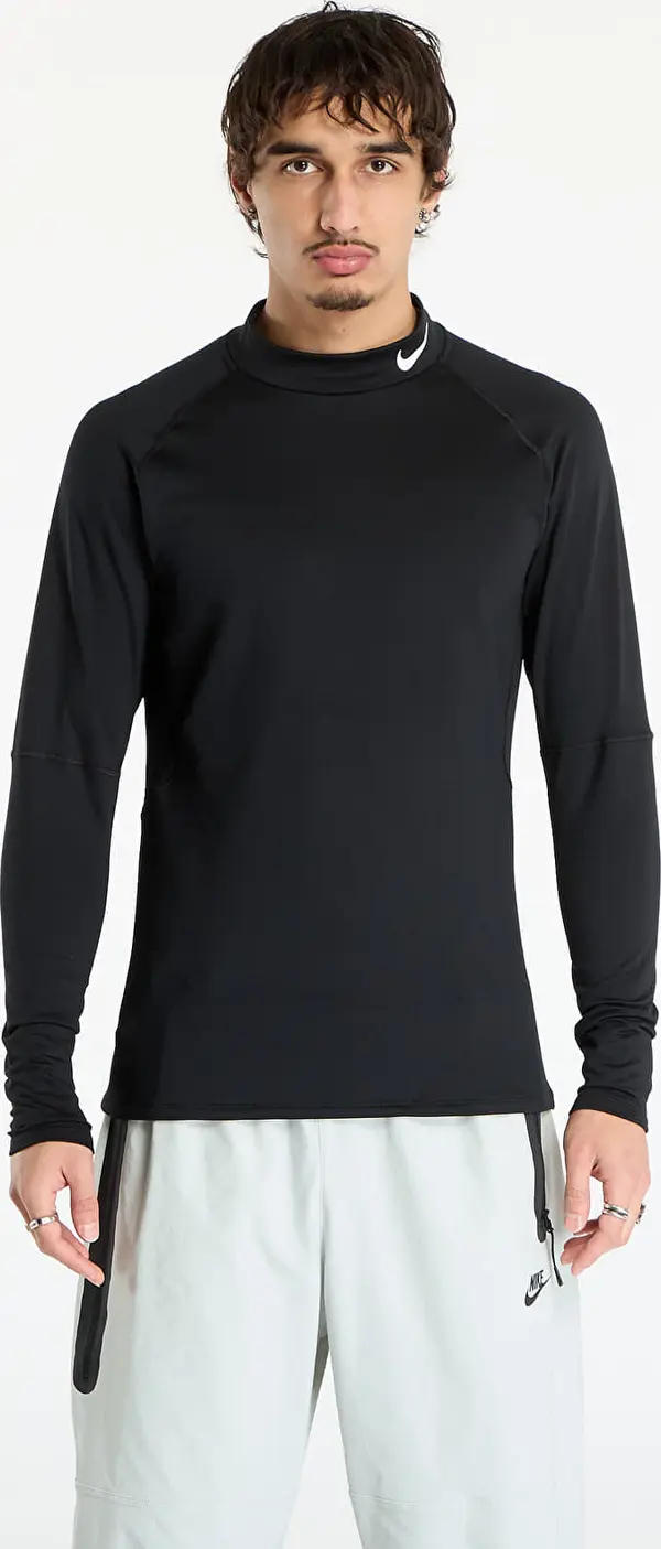 Nike Majice Nike Pro Men's Dri-FIT Warm Long-Sleeve Fitness Mock Black/ White XXL
