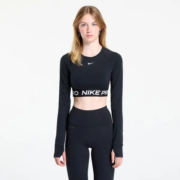 Nike Majice Nike Pro Women's Dri-FIT Cropped Long-Sleeve Top Black/ White M