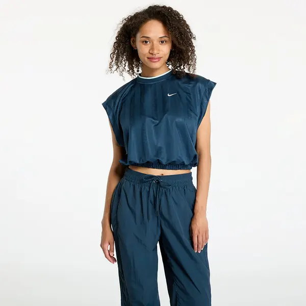 Nike Majice Nike Sportswear Collection Women's Dri-FIT Jacquard Short-Sleeve Jersey Top Armory Navy/ Armory Navy/ White XL