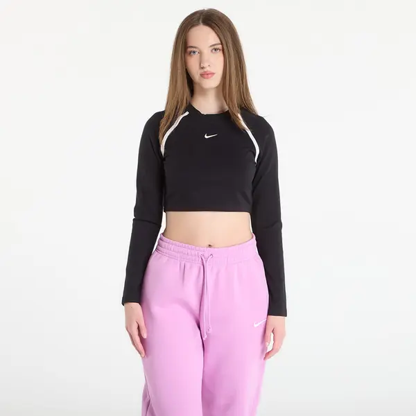Nike Majice Nike Sportswear Women's Tight Long-Sleeve Cropped Top Black/ Black/ Chalk/ Chalk L