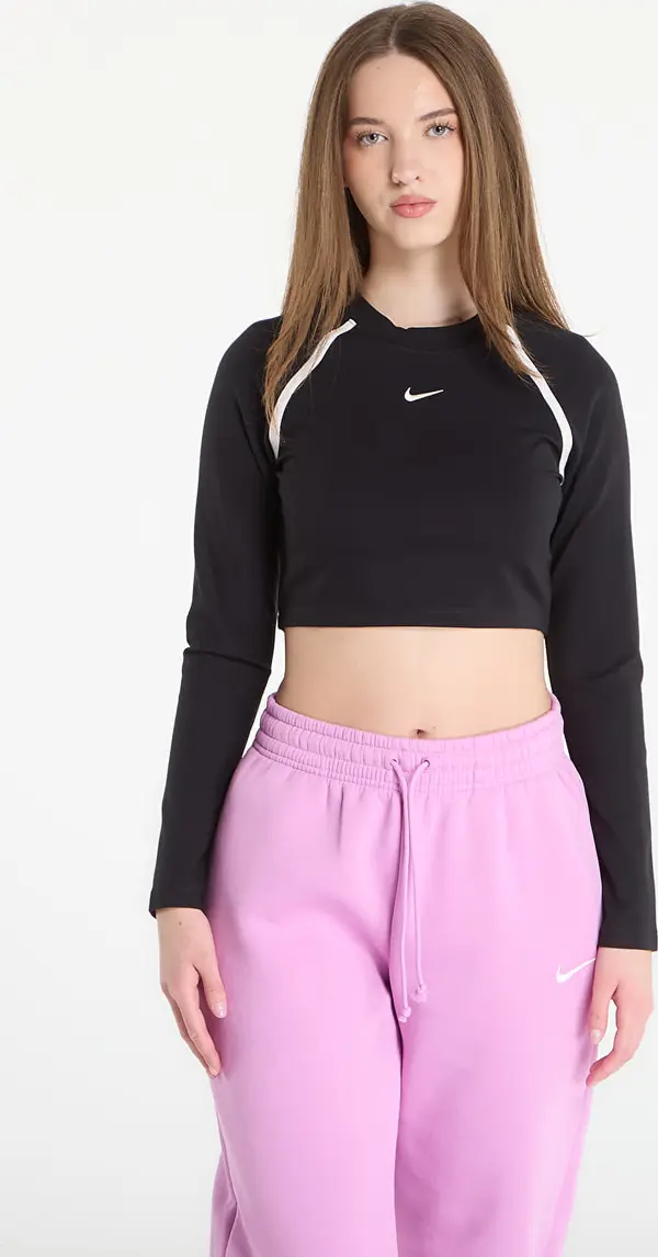 Nike Majice Nike Sportswear Women's Tight Long-Sleeve Cropped Top Black/ Black/ Chalk/ Chalk L