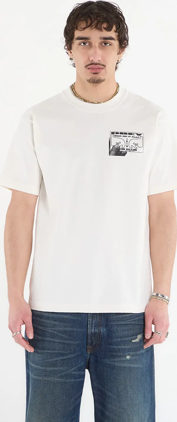 OBEY Clothing Majice OBEY Club Vintage White L
