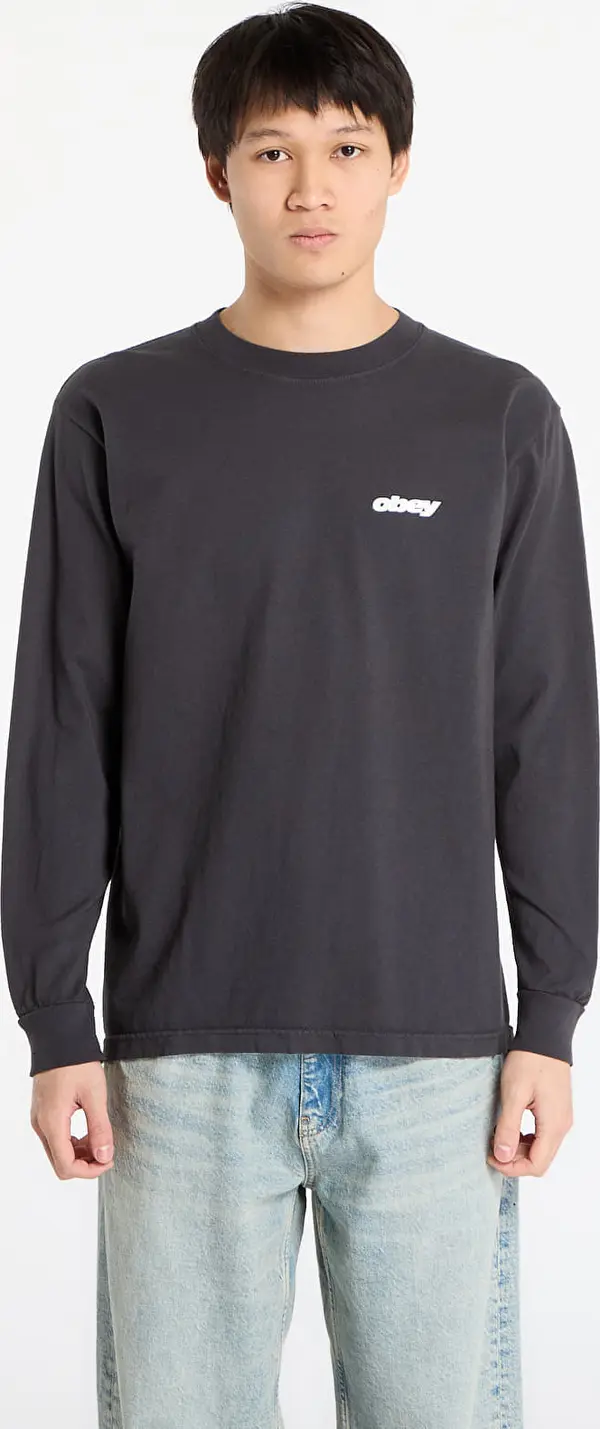 OBEY Clothing Majice OBEY Star Long Sleeved T-Shirt. Pigment True Vintage Black S