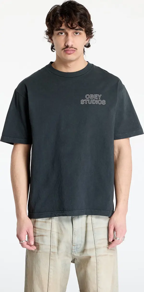 OBEY Clothing Majice OBEY Studios Outline T-Shirt Pigment True Vintage Black S