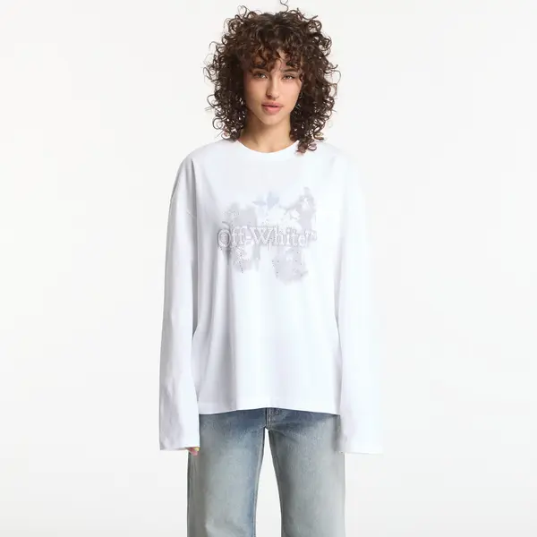 Off-White Majice Off-White Crystal Flower L/S Tee White M