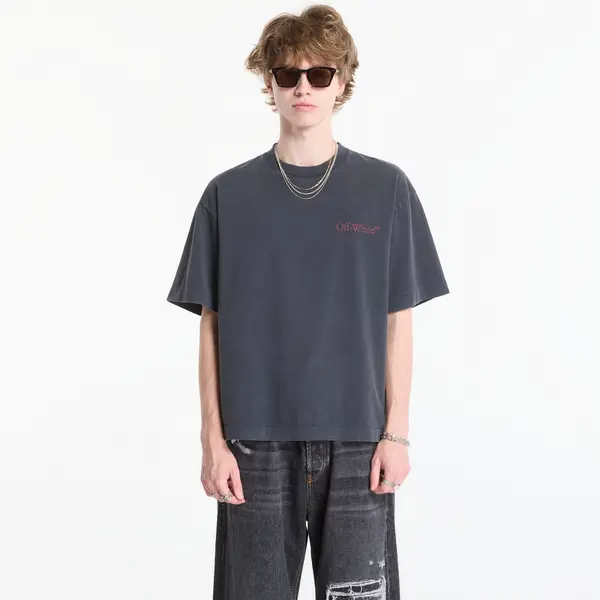 Off-White Majice Off-White Cut Here Arrow Skate Tee UNISEX Fade Out Black/ Port Royal L