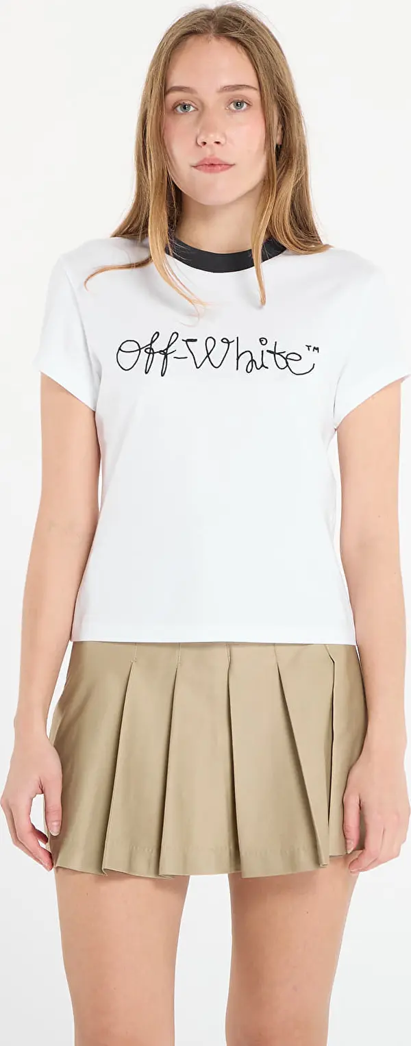 Off-White Majice Off-White Emb Script Logo Fitted Tee White/ Blue XS