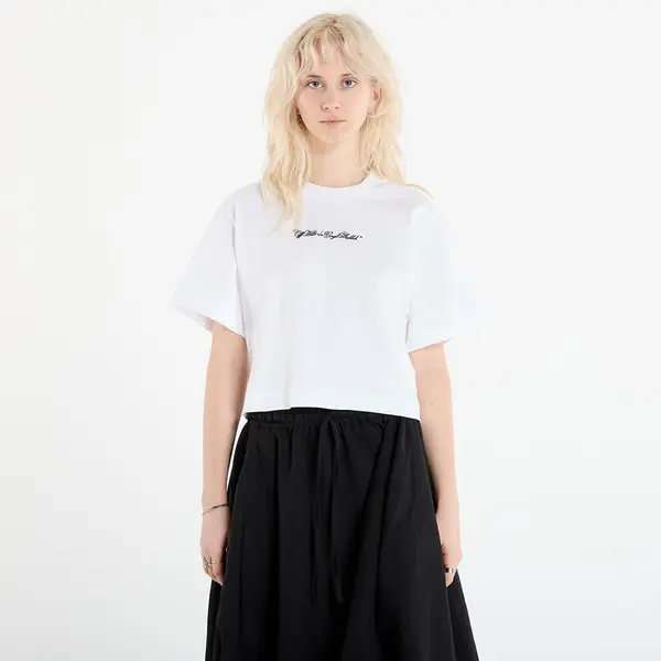 Off-White Majice Off-White Embr Arrow Script Crop Tee White/ Black XS