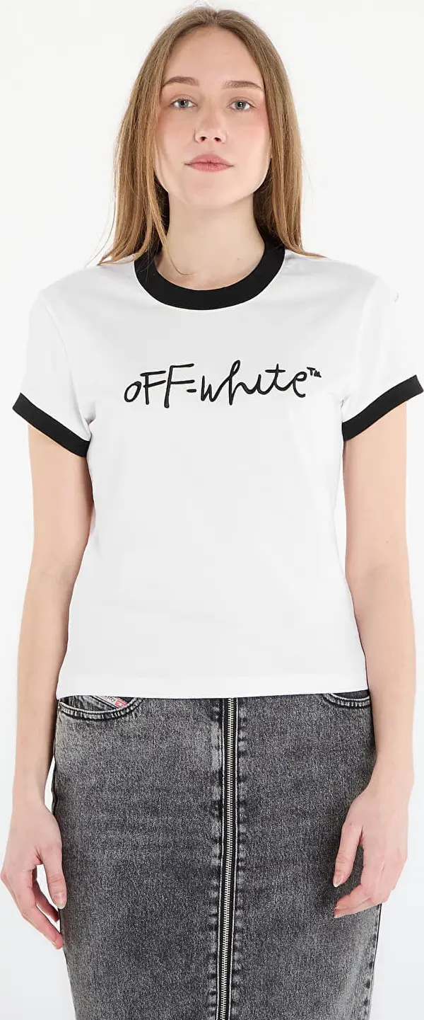 Off-White Majice Off-White Embr Script Fitted Tee White S