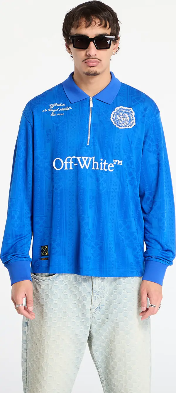 Off-White Majice Off-White Lion Nation Soccer L/S Polo Navy Blue XL