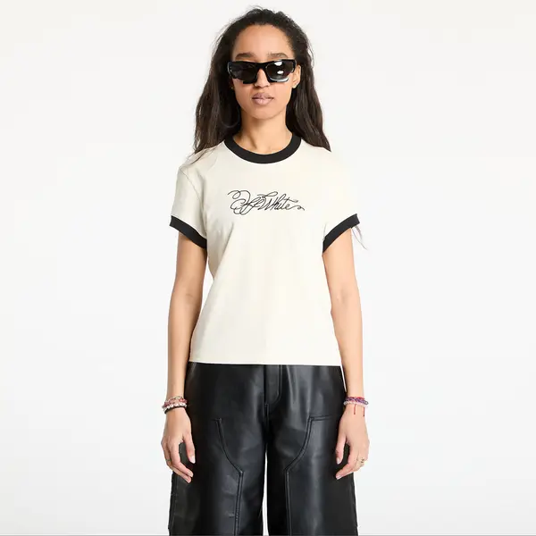 Off-White Majice Off-White Off White Script Fitted Tee White Aspara L
