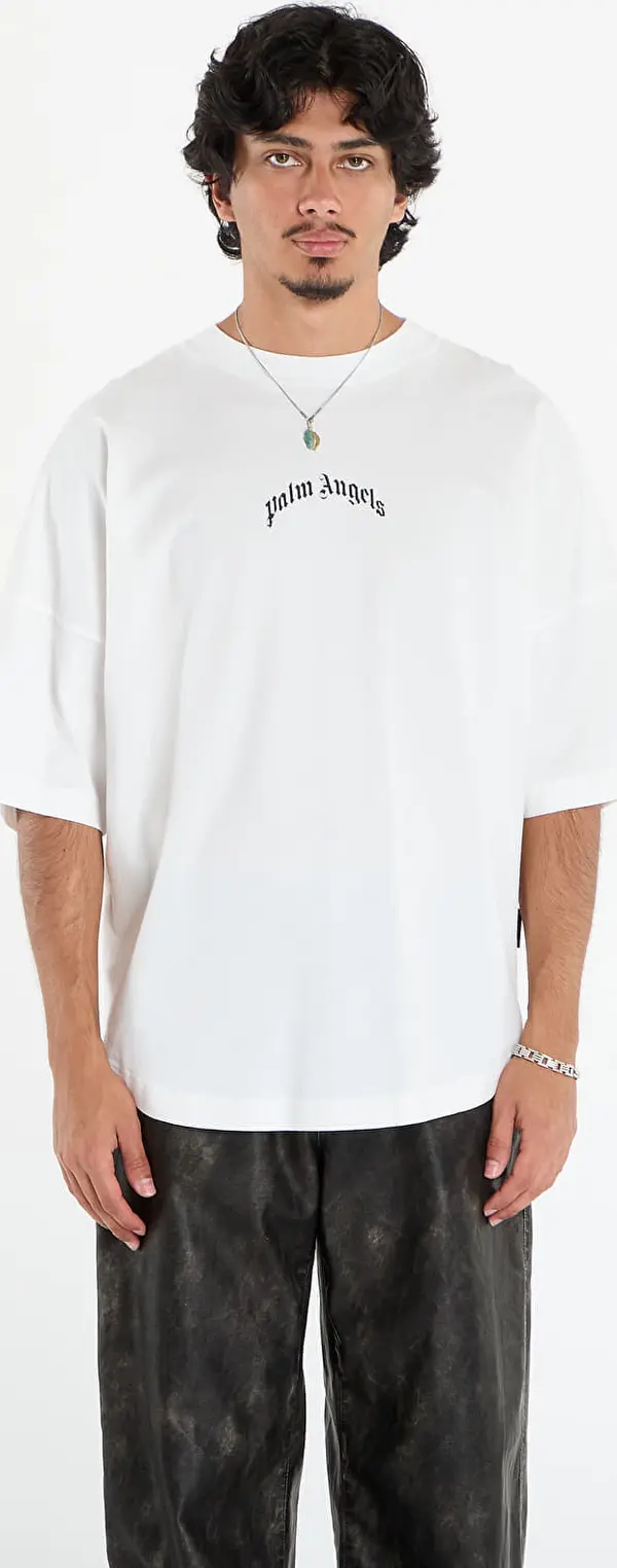 Palm Angels Majice Palm Angels Back Curved Logo Over Tee Off White/ Black XXL