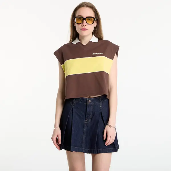 Palm Angels Majice Palm Angels Classic Logo Boxy Polo Brown/ Yellow S