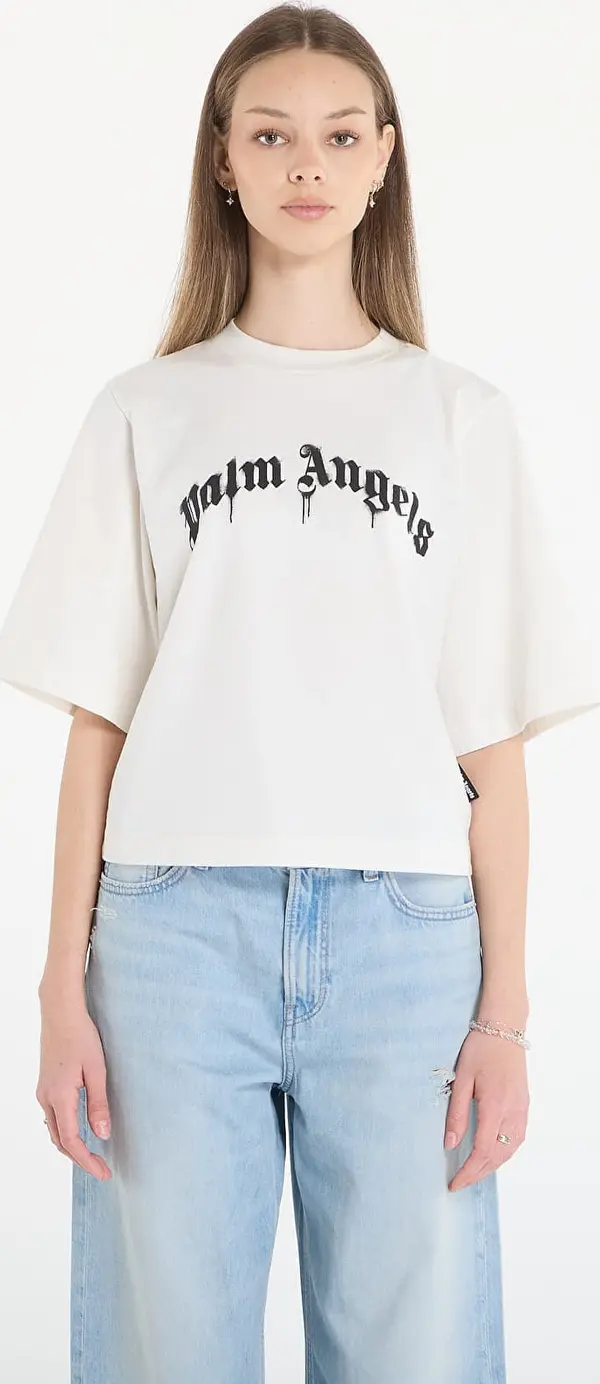 Palm Angels Majice Palm Angels Curved Logo Boxy Tee Off White/ Black XS