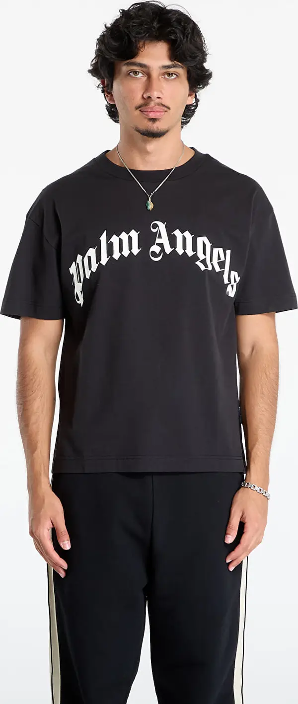 Palm Angels Majice Palm Angels Curved Logo Reg Tee Black/ Off White S