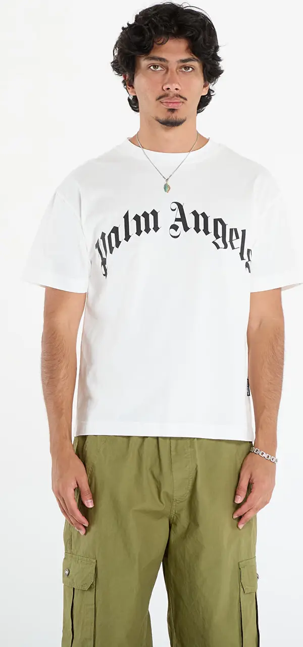 Palm Angels Majice Palm Angels Curved Logo Reg Tee Off White/ Black L