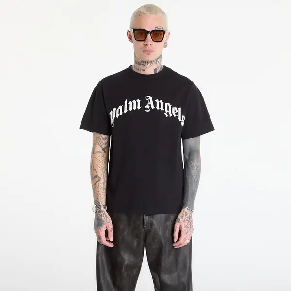 Palm Angels Majice Palm Angels Curved Logo Regular Tee UNISEX Black/ Off White S