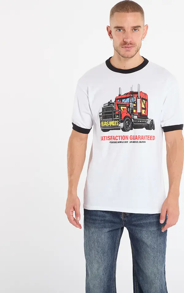 PLEASURES Majice PLEASURES Big Load Ringer T-Shirt White S