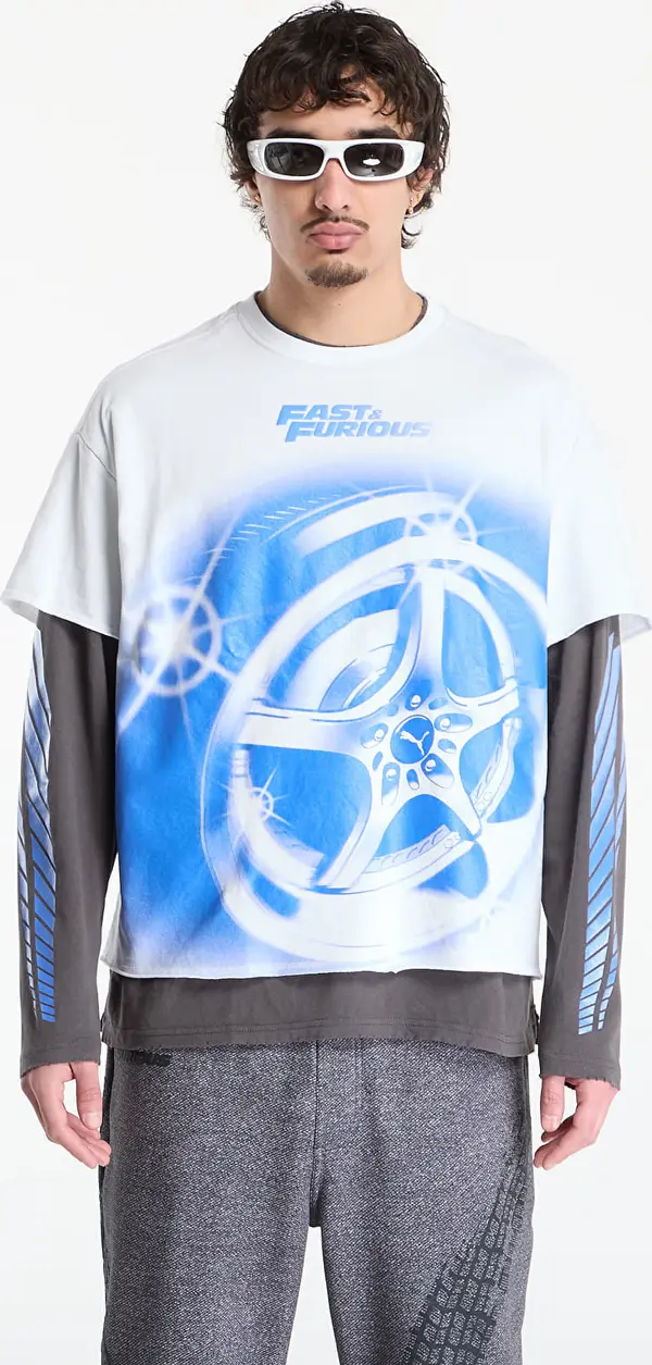 Puma Majice Puma x Fast & Furious Ls Tee Puma White/ Dusky Gray L
