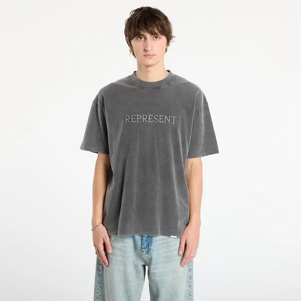 REPRESENT Majice REPRESENT Embroidered Serif Logo T-Shirt Vintage Grey XXL