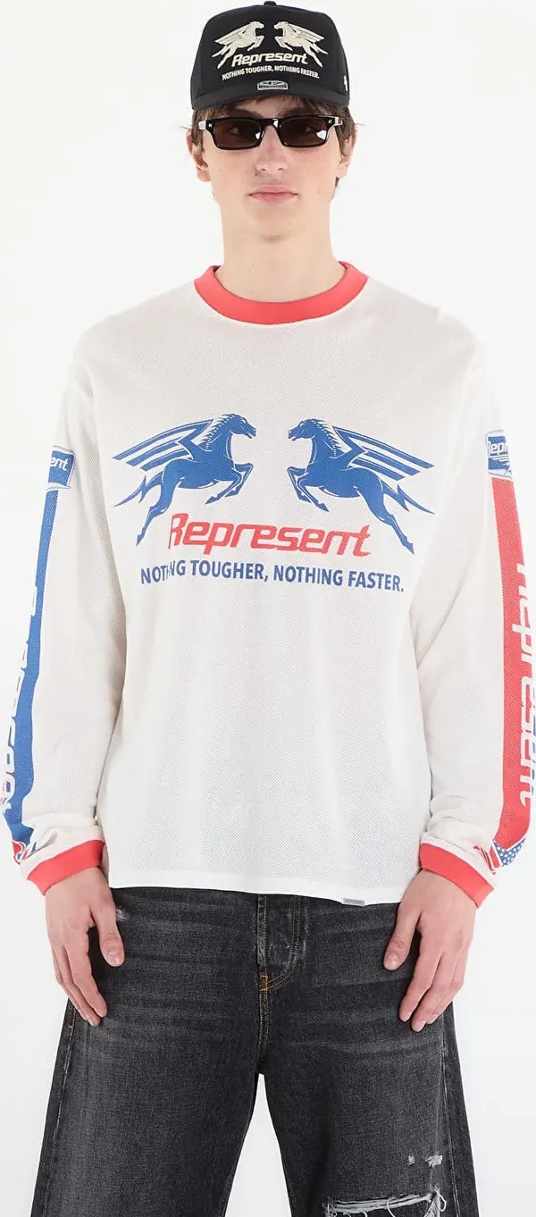 REPRESENT Majice REPRESENT Mesh Pegasus Long Sleeve T-Shirt UNISEX Flat White S