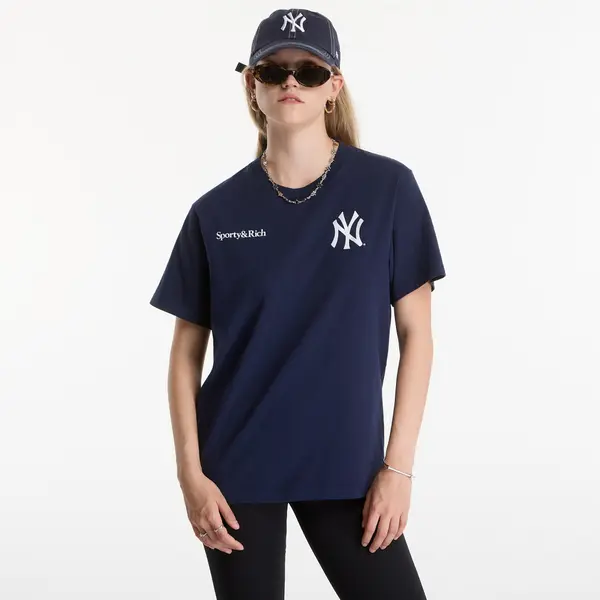 Sporty & Rich Majice Sporty & Rich Yankees Arch Tshirt UNISEX Dark Navy/ White L