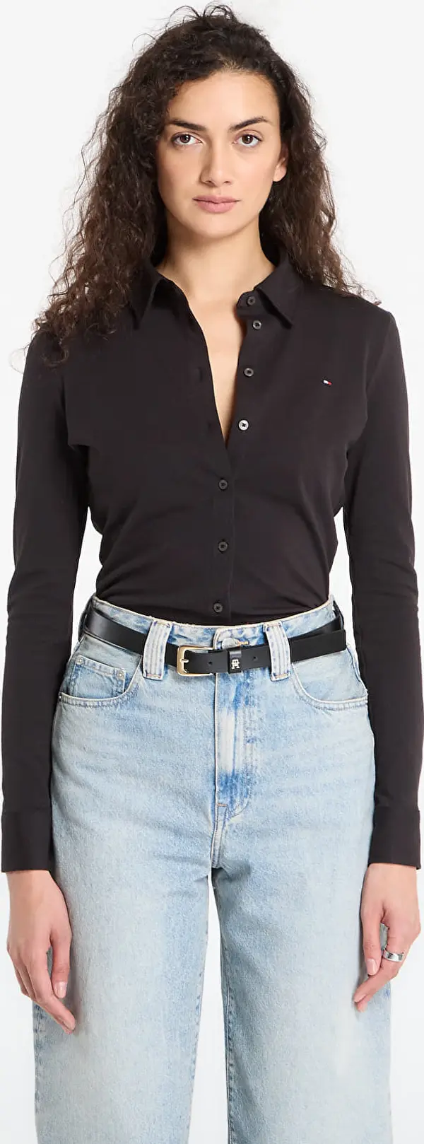 Tommy Hilfiger Majice Tommy Hilfiger 1985 Slim Pique Btn Down Ls Black XL