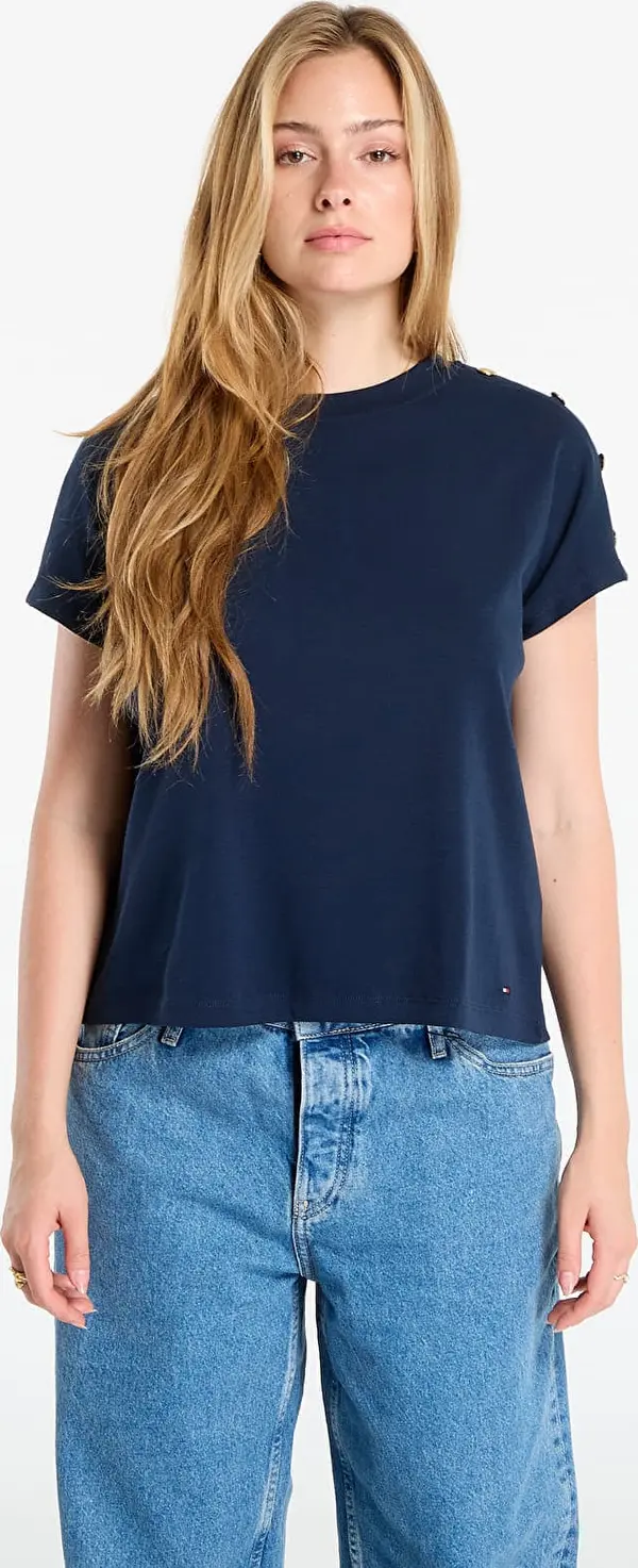 Tommy Hilfiger Majice Tommy Hilfiger Gold Button Ss Tee Navy S