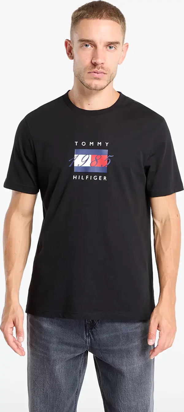 Tommy Hilfiger Majice Tommy Hilfiger Linear Flag Graphic Tee Black M