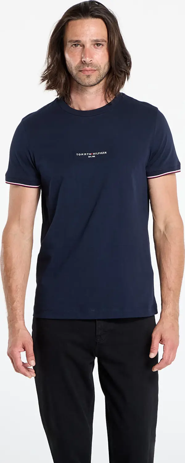Tommy Hilfiger Majice Tommy Hilfiger Tommy Logo Tipped Tee Blue M