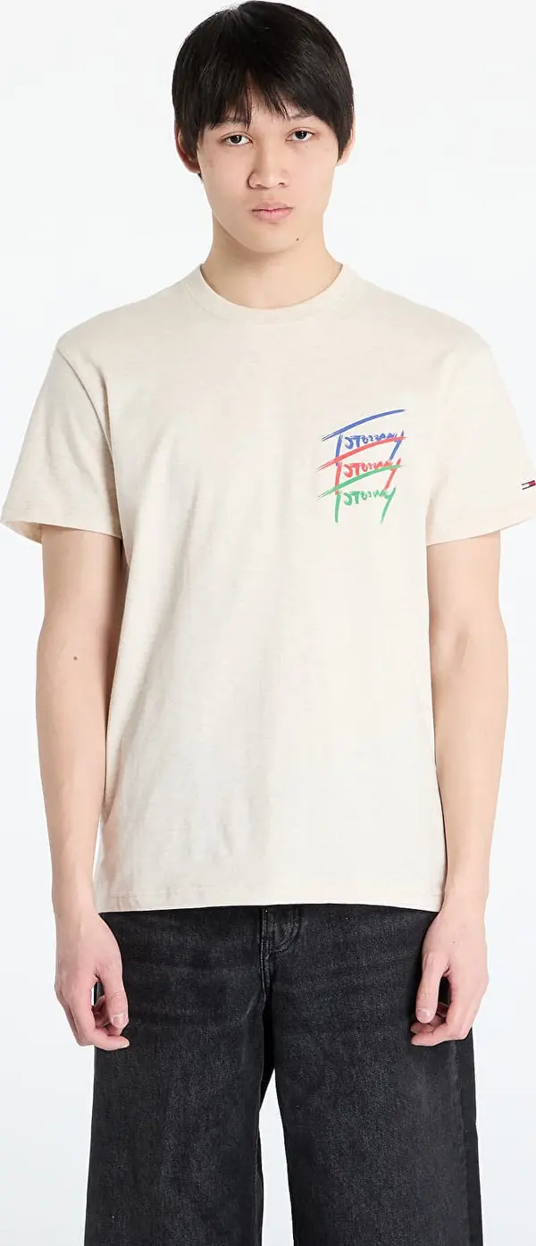 Tommy Hilfiger Majice Tommy Jeans Regular Twisted Sign Tee Beige M