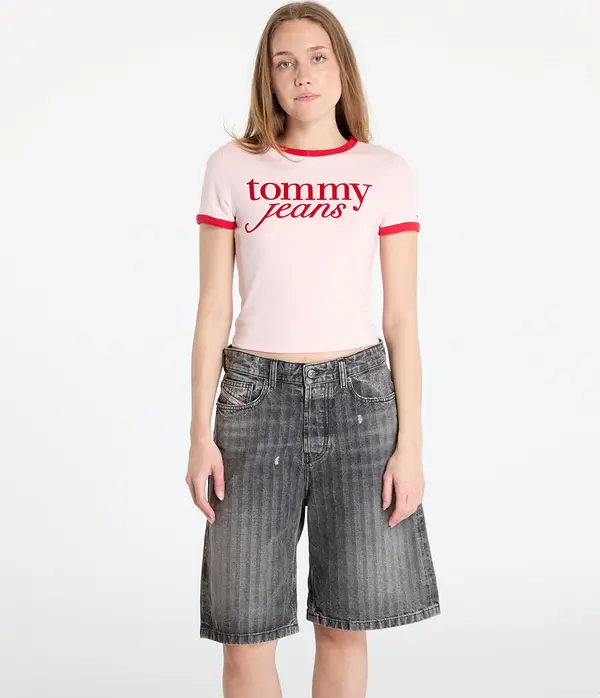 Tommy Hilfiger Majice Tommy Jeans Slim Script Tee Pink M