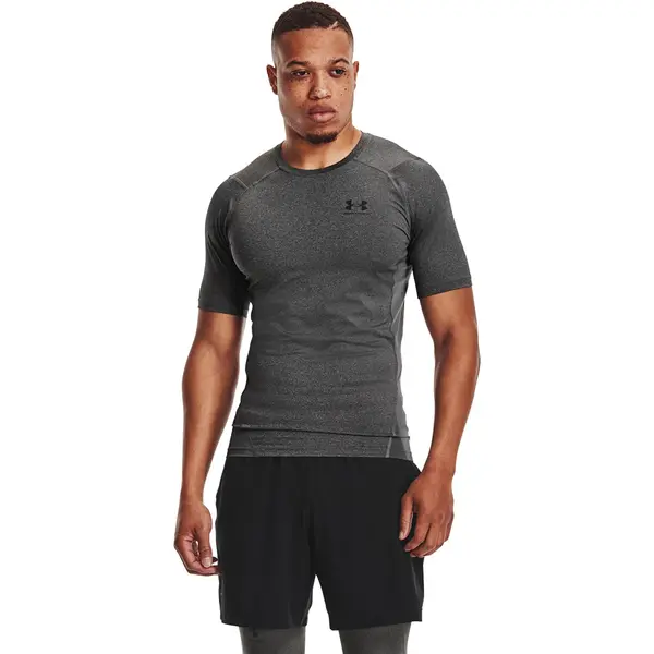 Under Armour Majice Under Armour Hg Armour Comp SS Tee Carbon Heather/ Black XL