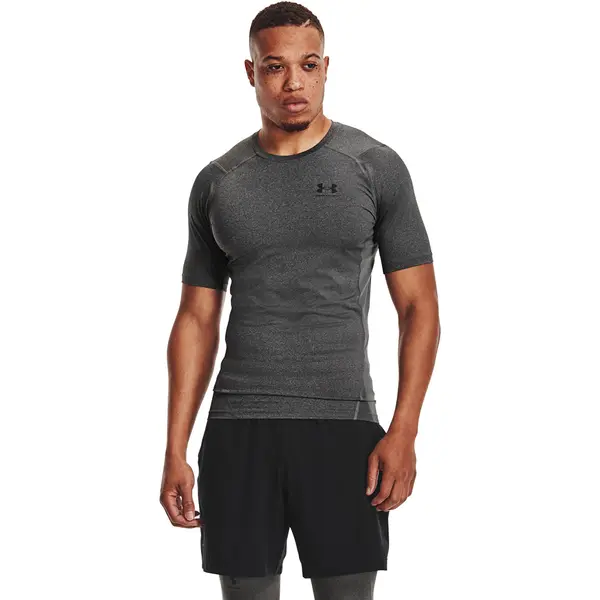 Under Armour Majice Under Armour Hg Armour Comp SS Tee Carbon Heather/ Black XXL
