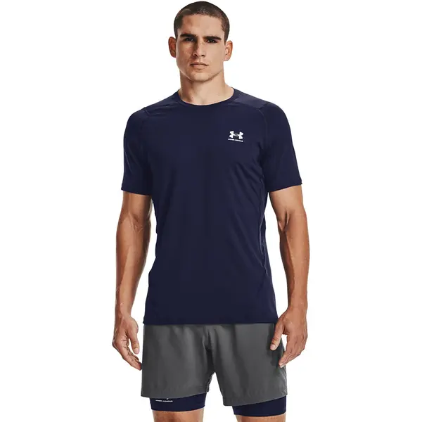 Under Armour Majice Under Armour Hg Armour Fitted SS Midnight Navy/ White XXL