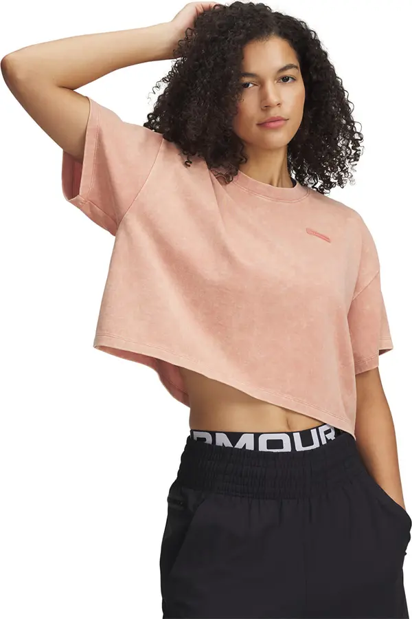 Under Armour Majice Under Armour HWT WASH SS Tee Canyon Pink/ Canyon Pink S