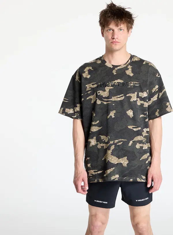 Under Armour Majice Under Armour Project Rock All Over Print T-shirt Grey/ Green L