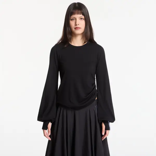 Y-3 Majice Y-3 Wool Cinched Drape Long Sleeve Long-Sleeve Top Black S