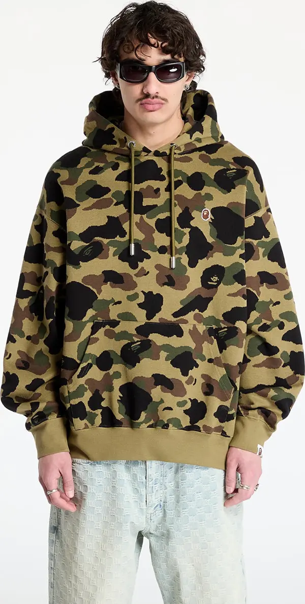 A BATHING APE Mikina A BATHING APE 1St Camo Jacquard One Point Relaxed Fit Pullover Hoodie UNISEX Green M