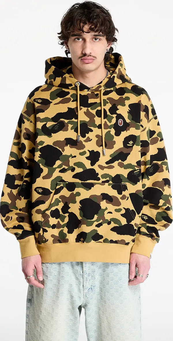 A BATHING APE Mikina A BATHING APE 1St Camo Jacquard One Point Relaxed Fit Pullover Hoodie UNISEX Yellow L