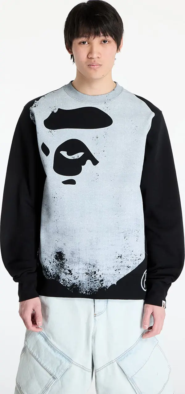 A BATHING APE Mikina A BATHING APE Ape Head Over Print Crewneck Sweat M Black XXXL