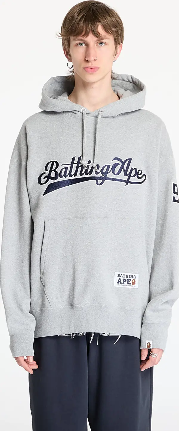 A BATHING APE Mikina A BATHING APE Baseball Logo Relaxed Fit Pullover Hoodie UNISEX Gray M